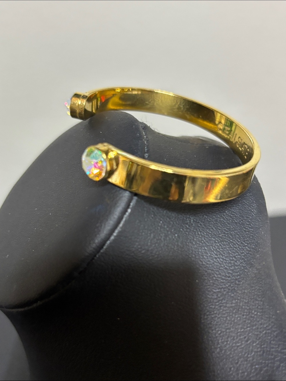 Kate Spade Aurora Borealis AB Gold Tone Clean Slate Cuff Bracelet - Picture 3 of 9
